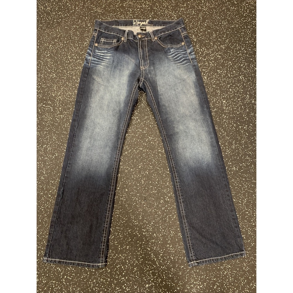 Royal Premium Denim Blue Straight Leg‎ 100% Cotton Jeans Men's Size 34x32